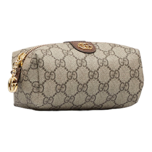 グッチ オフィディア GGスプリーム ポーチ 548394 ベージュ ブラウン PVC レザー レディース GUCCI 【中古】