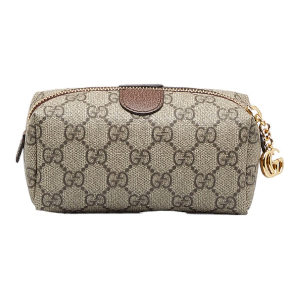 グッチ オフィディア GGスプリーム ポーチ 548394 ベージュ ブラウン PVC レザー レディース GUCCI 【中古】