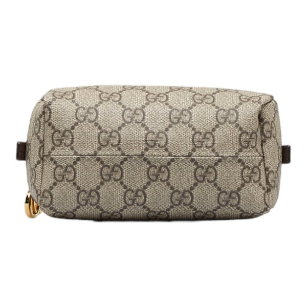 グッチ オフィディア GGスプリーム ポーチ 548394 ベージュ ブラウン PVC レザー レディース GUCCI 【中古】