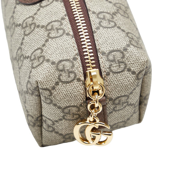 グッチ オフィディア GGスプリーム ポーチ 548394 ベージュ ブラウン PVC レザー レディース GUCCI 【中古】