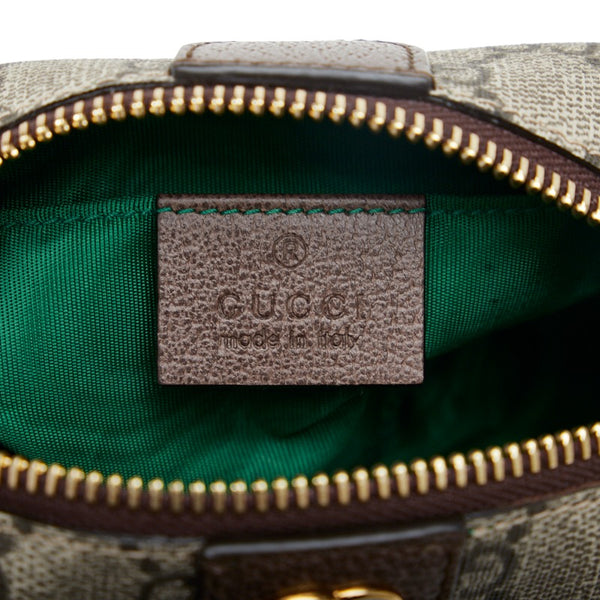 グッチ オフィディア GGスプリーム ポーチ 548394 ベージュ ブラウン PVC レザー レディース GUCCI 【中古】