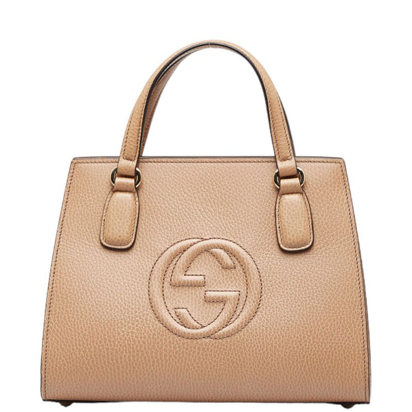 グッチ インターロッキングG ソーホー ハンドバッグ ショルダーバッグ 2WAY 607722 ベージュ レザー レディース GUCCI 【中古】