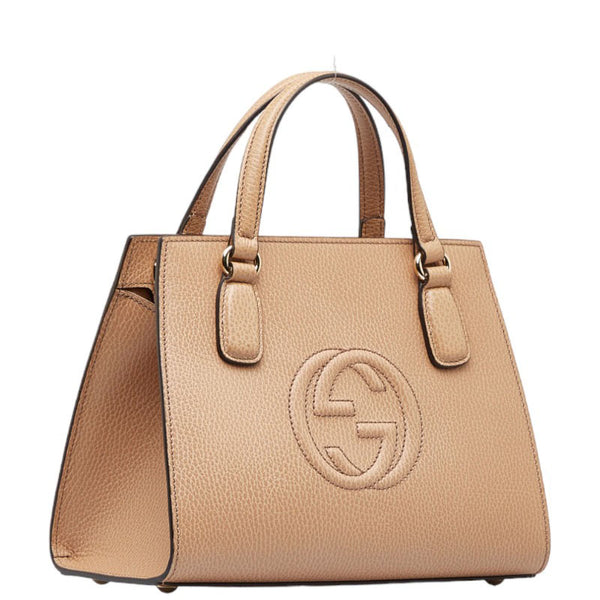 グッチ インターロッキングG ソーホー ハンドバッグ ショルダーバッグ 2WAY 607722 ベージュ レザー レディース GUCCI 【中古】