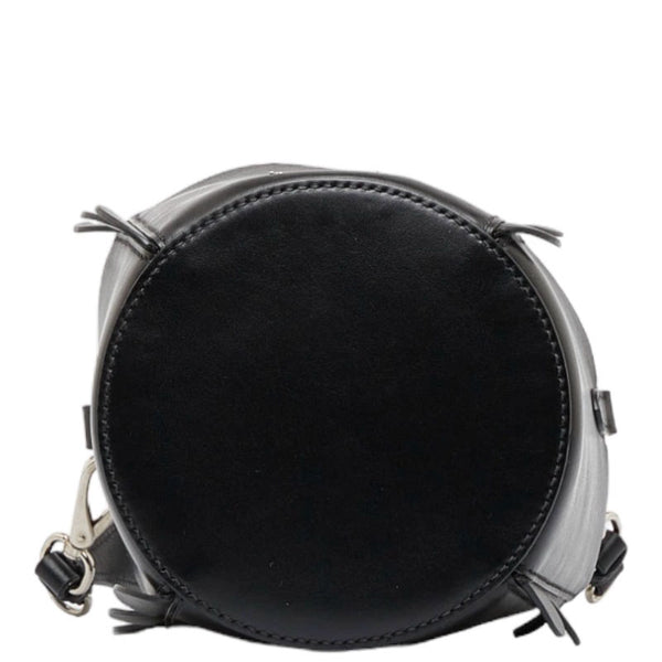 ミュウミュウ フラワーモチーフ バケット ハンドバッグ ショルダーバッグ 2WAY ブラック レザー レディース MIUMIU 【中古】