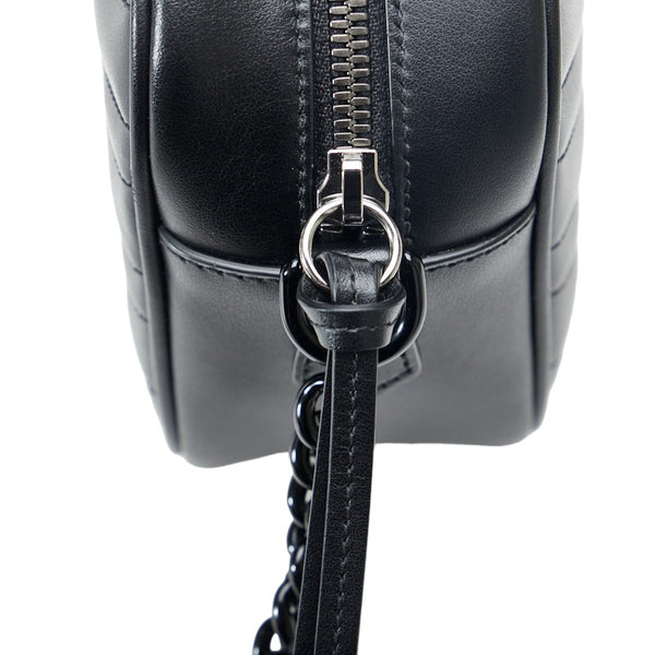 グッチ GGマーモント キルティング スモール 斜め掛け チェーン ショルダーバッグ 447632 ブラック レザー レディース GUCCI 【中古】