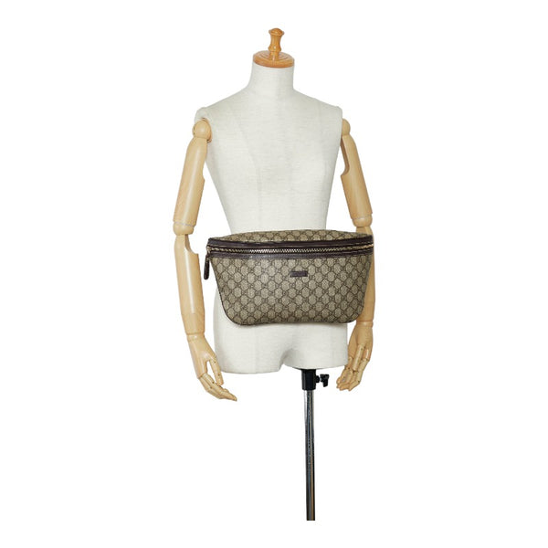 グッチ GGスプリーム ボディバッグ ウエストバッグ 211110 ベージュ ブラウン PVC レザー レディース GUCCI 【中古】
