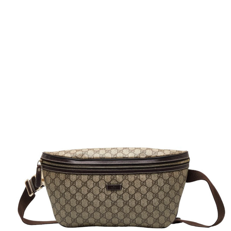 グッチ GGスプリーム ボディバッグ ウエストバッグ 211110 ベージュ ブラウン PVC レザー レディース GUCCI 【中古】