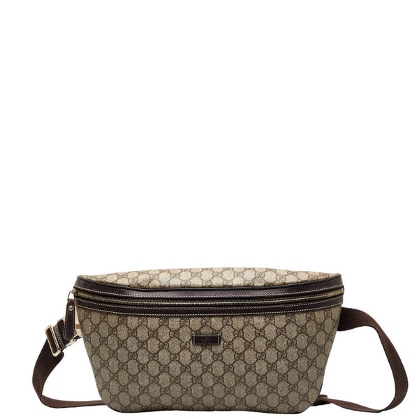 グッチ GGスプリーム ボディバッグ ウエストバッグ 211110 ベージュ ブラウン PVC レザー レディース GUCCI 【中古】
