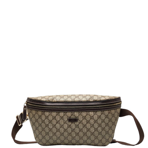 グッチ GGスプリーム ボディバッグ ウエストバッグ 211110 ベージュ ブラウン PVC レザー レディース GUCCI 【中古】
