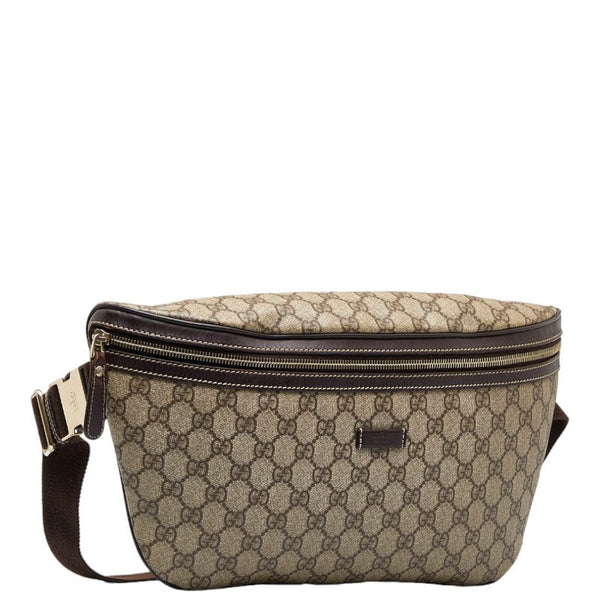 グッチ GGスプリーム ボディバッグ ウエストバッグ 211110 ベージュ ブラウン PVC レザー レディース GUCCI 【中古】