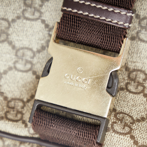 グッチ GGスプリーム ボディバッグ ウエストバッグ 211110 ベージュ ブラウン PVC レザー レディース GUCCI 【中古】