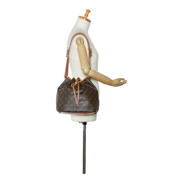 ルイ ヴィトン モノグラム プチノエ  ショルダーバッグ M42226 ブラウン PVC レザー レディース LOUIS VUITTON 【中古】