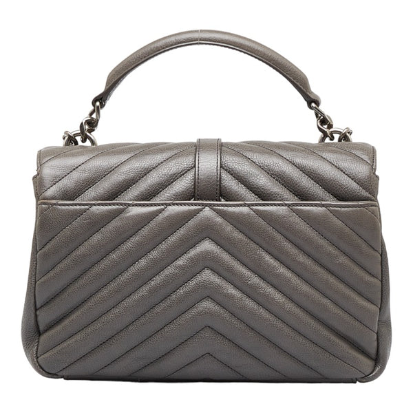 サンローラン チェーン ショルダーバッグ ハンドバッグ サッチェル 2WAY 392737 グレー レザー レディース SAINT LAURENT 【中古】