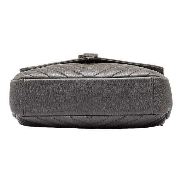 サンローラン チェーン ショルダーバッグ ハンドバッグ サッチェル 2WAY 392737 グレー レザー レディース SAINT LAURENT 【中古】