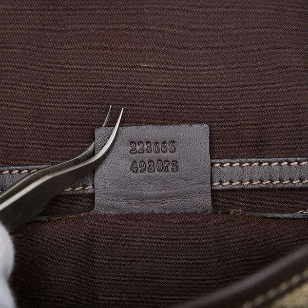 グッチ GGスプリーム 斜め掛け ショルダーバッグ 223666 ベージュ ブラウン PVC レザー レディース GUCCI 【中古】