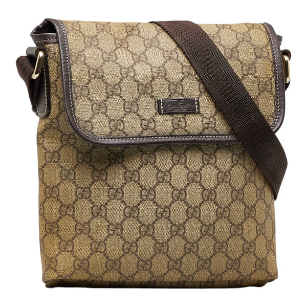 グッチ GGスプリーム 斜め掛け ショルダーバッグ 223666 ベージュ ブラウン PVC レザー レディース GUCCI 【中古】