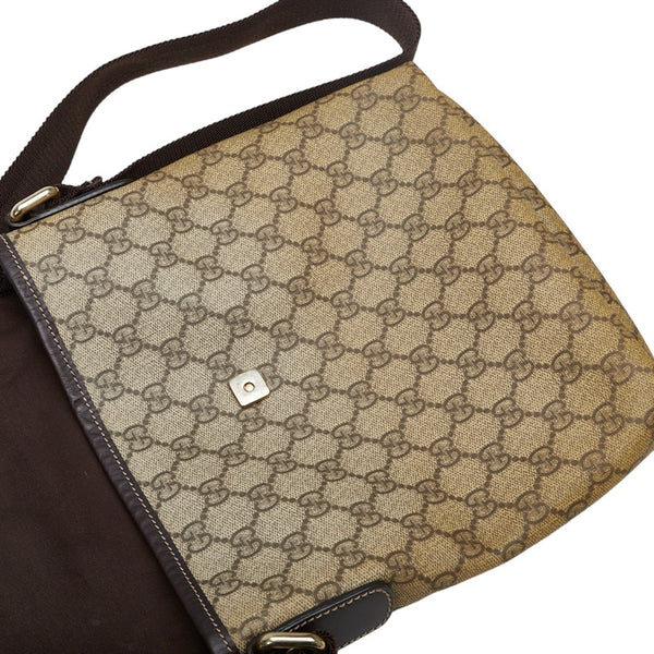グッチ GGスプリーム 斜め掛け ショルダーバッグ 223666 ベージュ ブラウン PVC レザー レディース GUCCI 【中古】