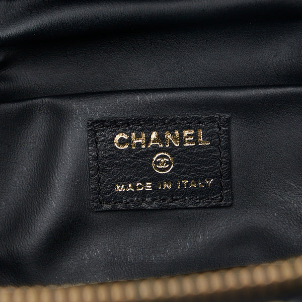 シャネル ウィンドウズライン ポーチ コスメポーチ ブラック キャンバス レディース CHANEL 【中古】