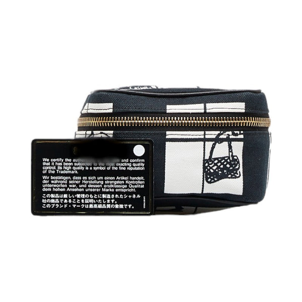 シャネル ウィンドウズライン ポーチ コスメポーチ ブラック キャンバス レディース CHANEL 【中古】