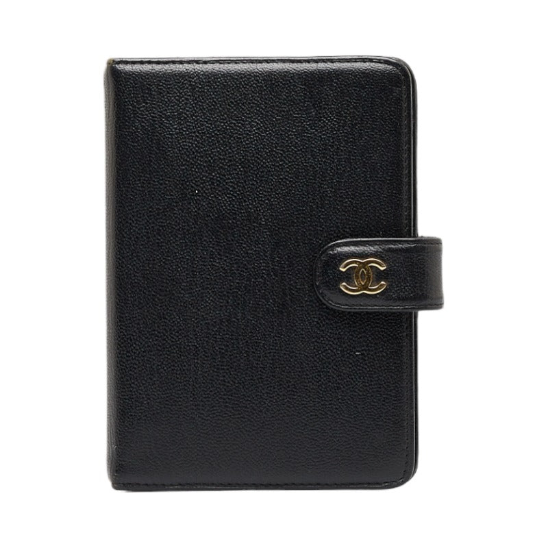 シャネル ココマーク 手帳カバー ブラック キャビアスキン レディース CHANEL 【中古】