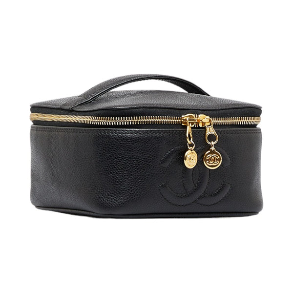 シャネル ココマーク ハンドバッグ バニティバッグ ブラック キャビアスキン レディース CHANEL 【中古】