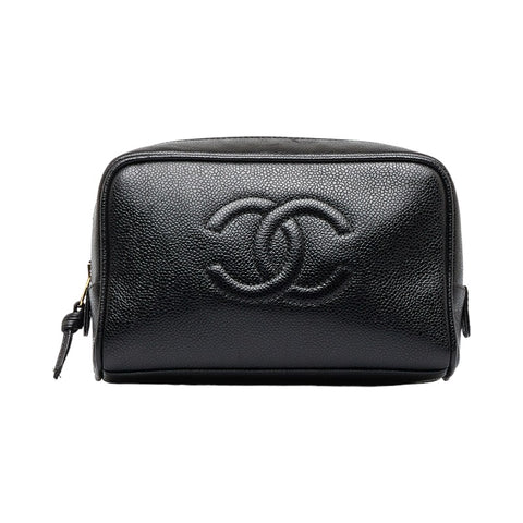 シャネル デカココマーク バニティバッグ ブラック キャビアスキン レディース CHANEL 【中古】