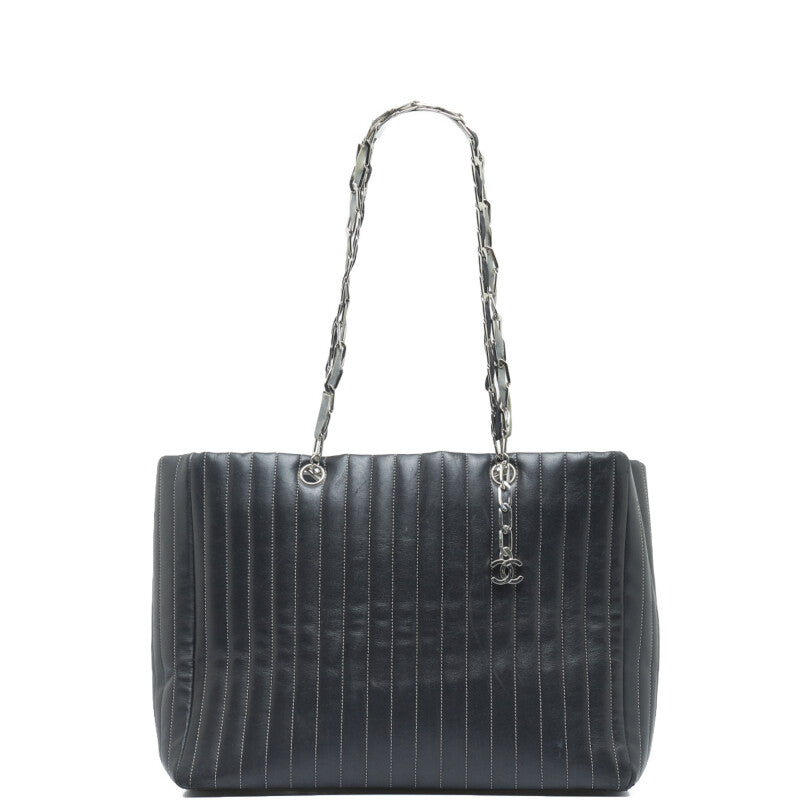 シャネル ニューマドモアゼル シルバー金具 ココマーク チェーン トートバッグ ショルダーバッグ ブラック レザー ビニール レディース CHANEL 【中古】