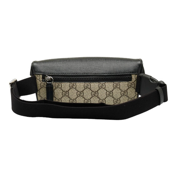 グッチ GGスプリーム ボディバッグ ウェストバッグ 450946 ベージュ ブラック キャンバス レザー レディース GUCCI 【中古】