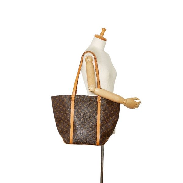 ルイ ヴィトン モノグラム サックショッピング トートバッグ ショルダーバッグ M51109 ブラウン PVC レザー レディース LOUIS VUITTON 【中古】