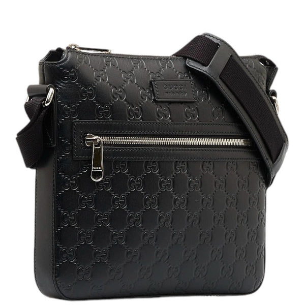 グッチ グッチシマ シルバー金具 斜め掛け ショルダーバッグ 406410 ブラック レザー レディース GUCCI 【中古】