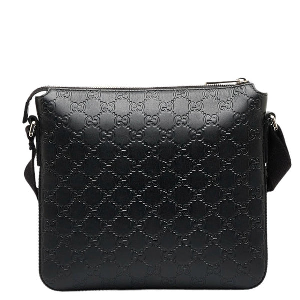 グッチ グッチシマ シルバー金具 斜め掛け ショルダーバッグ 406410 ブラック レザー レディース GUCCI 【中古】