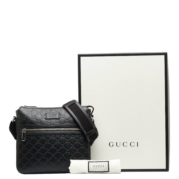グッチ グッチシマ シルバー金具 斜め掛け ショルダーバッグ 406410 ブラック レザー レディース GUCCI 【中古】