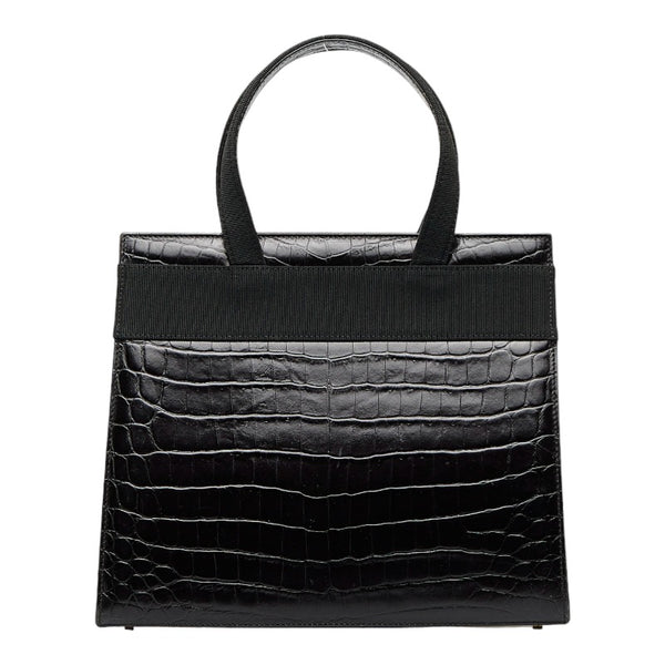 サルヴァトーレフェラガモ ヴァラリボン クロコ型押し ゴールド金具 ハンドバッグ ショルダーバッグ 2WAY AF-21 4178 ブラック レザー レディース Salvatore Ferragamo 【中古】