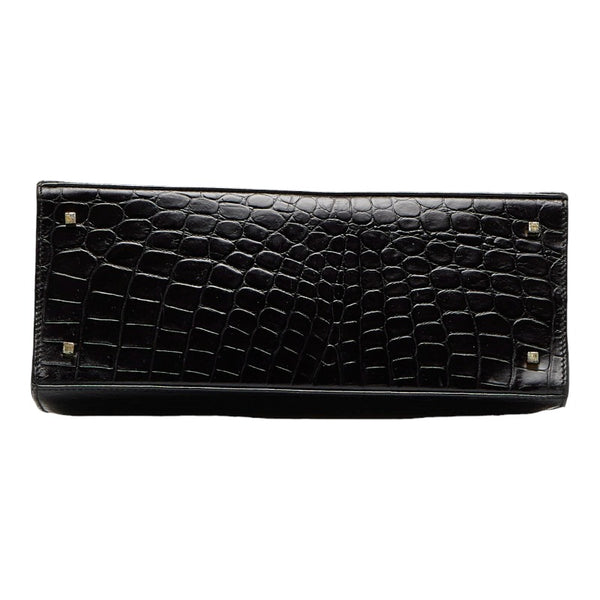 サルヴァトーレフェラガモ ヴァラリボン クロコ型押し ゴールド金具 ハンドバッグ ショルダーバッグ 2WAY AF-21 4178 ブラック レザー レディース Salvatore Ferragamo 【中古】