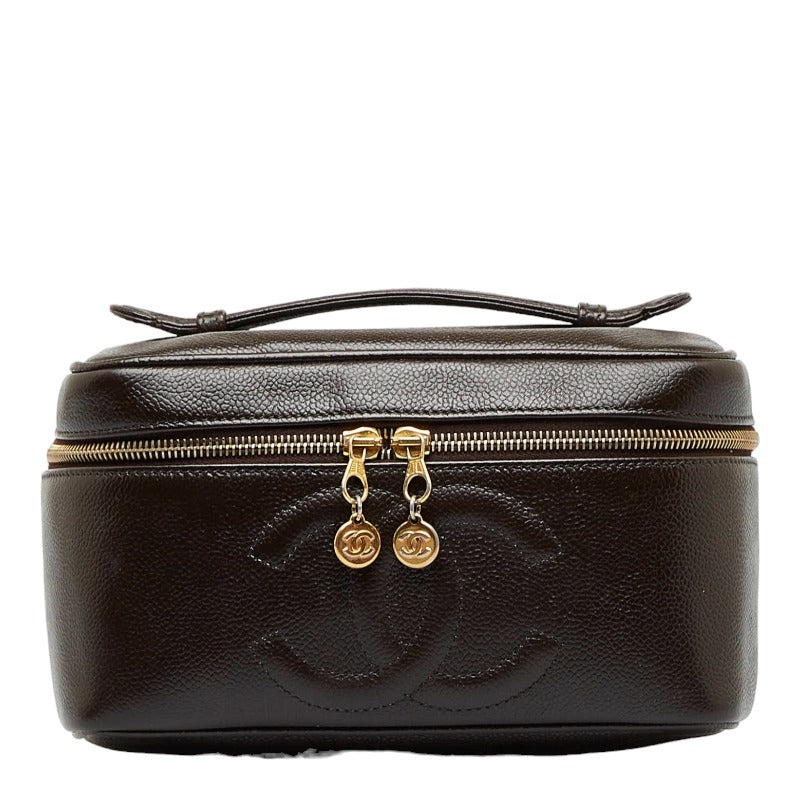 シャネル ココマーク 横型 ミラー バニティバッグ ハンドバッグ ブラウン キャビアスキン レディース CHANEL 【中古】