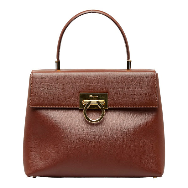 サルヴァトーレフェラガモ ガンチーニ ハンドバッグ ショルダーバッグ 2WAY BA-21 0290 ブラウン レザー レディース Salvatore Ferragamo 【中古】