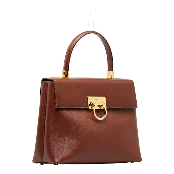 サルヴァトーレフェラガモ ガンチーニ ハンドバッグ ショルダーバッグ 2WAY BA-21 0290 ブラウン レザー レディース Salvatore Ferragamo 【中古】