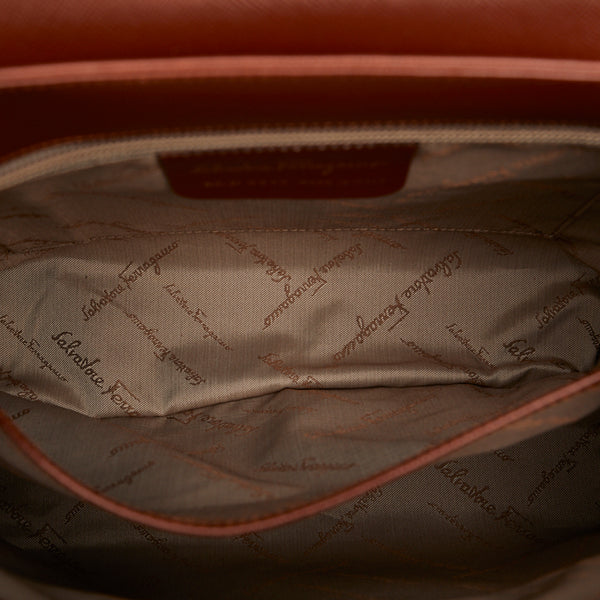 サルヴァトーレフェラガモ ガンチーニ ハンドバッグ ショルダーバッグ 2WAY BA-21 0290 ブラウン レザー レディース Salvatore Ferragamo 【中古】