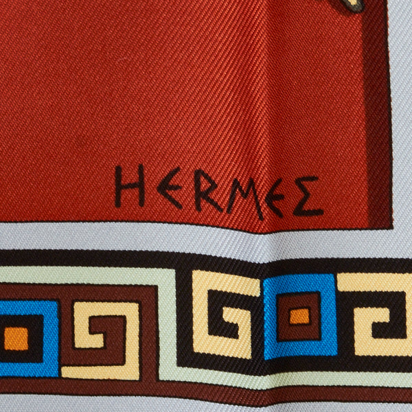 エルメス カレ90 MUSIQUE DES DIEUX 神々の音楽 ケンタウロス スカーフ オレンジ マルチカラー シルク レディース HERMES 【中古】