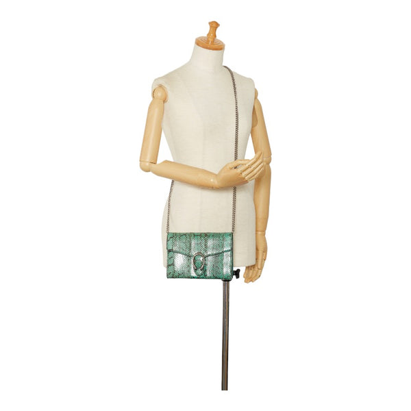 グッチ ディオニュソス 斜め掛け チェーンウォレット ショルダーバッグ 401231 グリーン PVC レザー パイソン レディース GUCCI 【中古】