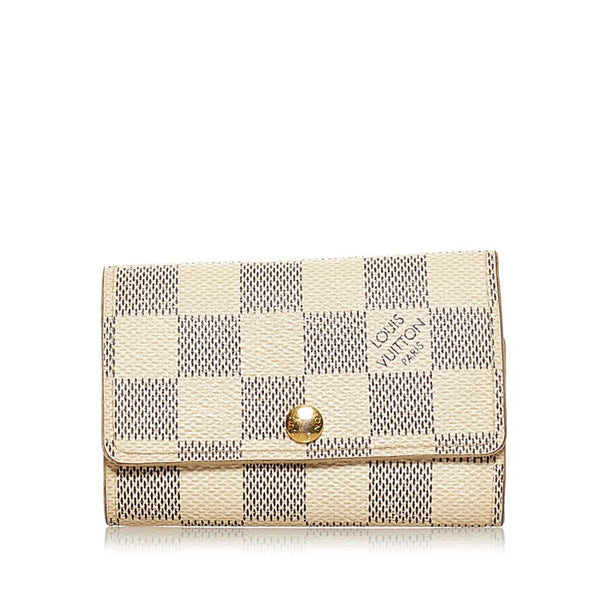 ルイ ヴィトン ダミエ アズール ミュルティクレ6 キーケース N61745 ホワイト PVC レザー レディース LOUIS VUITTON 【中古】