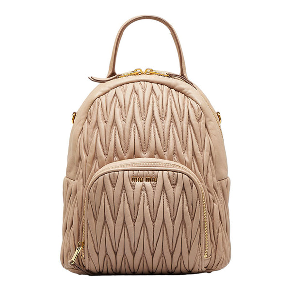 ミュウ ミュウ マテラッセ リュック バックパック 5BZ022 ベージュ レザー レディース Miu Miu 【中古】