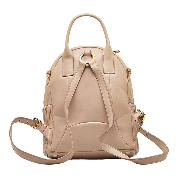 ミュウ ミュウ マテラッセ リュック バックパック 5BZ022 ベージュ レザー レディース Miu Miu 【中古】