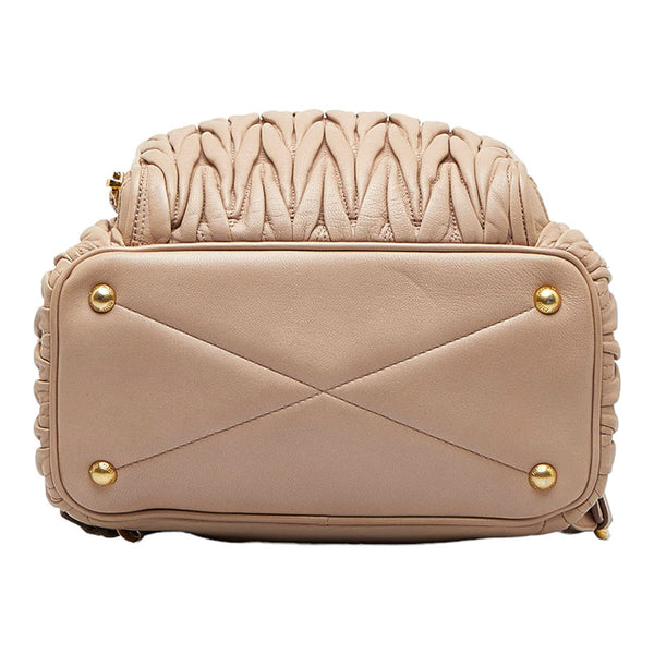 ミュウ ミュウ マテラッセ リュック バックパック 5BZ022 ベージュ レザー レディース Miu Miu 【中古】