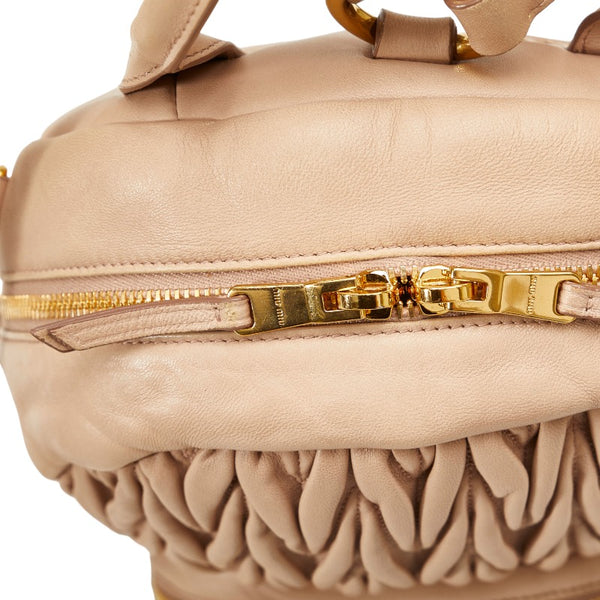 ミュウ ミュウ マテラッセ リュック バックパック 5BZ022 ベージュ レザー レディース Miu Miu 【中古】