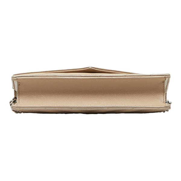 サンローラン カサンドラ Vステッチ エンベロープ チェーン ショルダーバッグ 393953 ベージュ レザー レディース SAINT LAURENT 【中古】