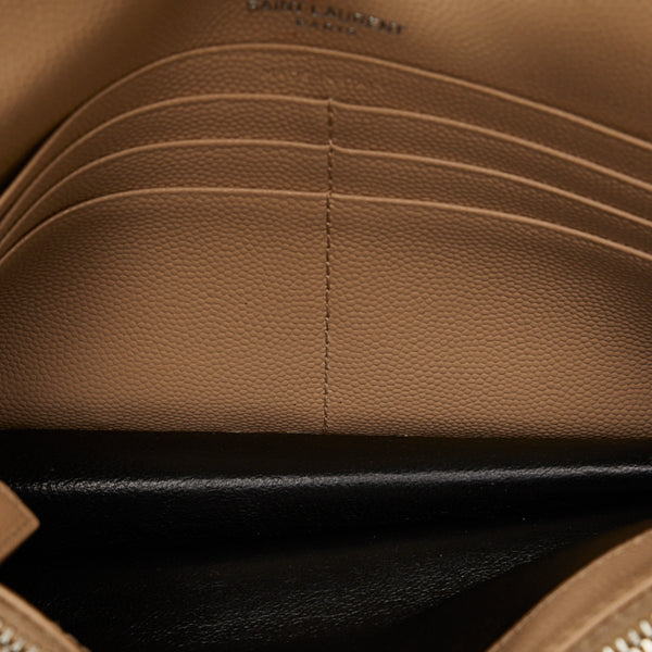 サンローラン カサンドラ Vステッチ エンベロープ チェーン ショルダーバッグ 393953 ベージュ レザー レディース SAINT LAURENT 【中古】