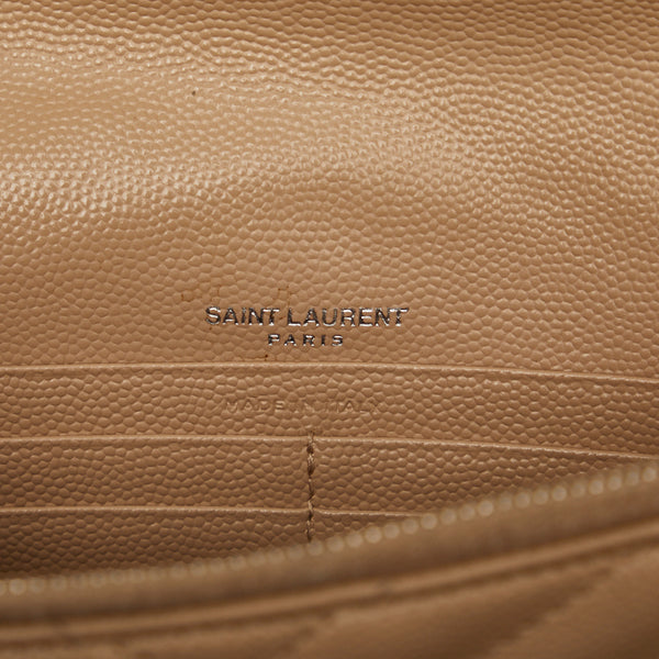 サンローラン カサンドラ Vステッチ エンベロープ チェーン ショルダーバッグ 393953 ベージュ レザー レディース SAINT LAURENT 【中古】