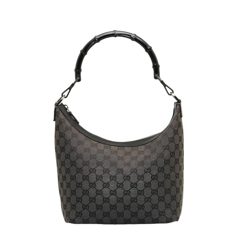 グッチ バンブー ショルダーバッグ ワンショルダーバッグ 000 0531 ブラック キャンバス レザー レディース GUCCI 【中古】