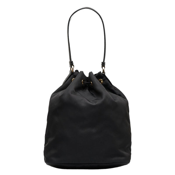 プラダ 三角ロゴプレート  巾着 ハンドバッグ ショルダーバッグ 2WAY ブラック ナイロン レディース PRADA 【中古】